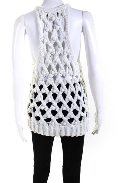 Alexander Wang Womens Cotton Knitted Textured Sleeveless Sweater White Size S