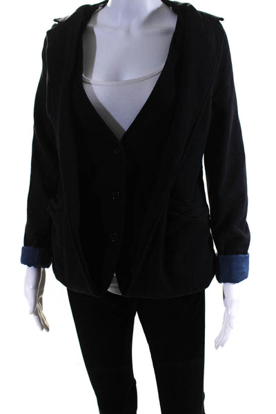 Marc By Marc Jacobs Womens Cotton Open Front Long Sleeve Blazer Black Size S