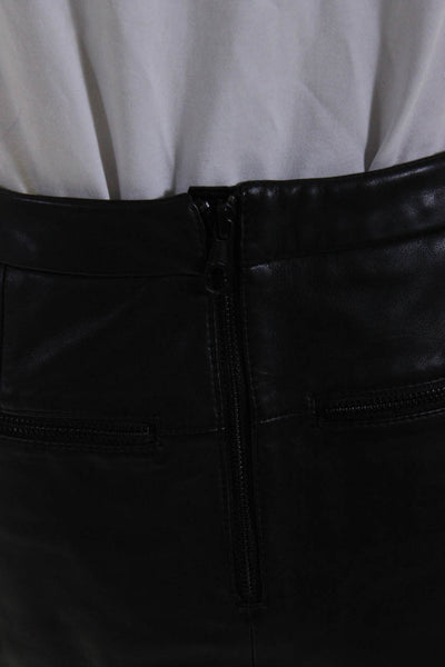 Set Womens Leather Darted Back Zipped Round Hem Short Skirt Black Size 2