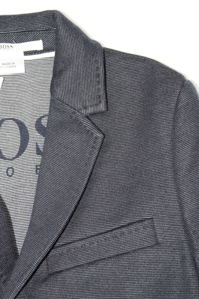 Boss Hugo Boss Boys Knit Notched Collar Two Button Blazer Jacket Navy Size 6