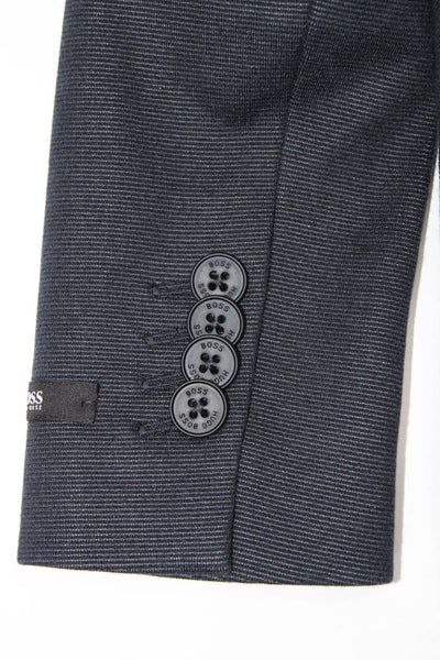 Boss Hugo Boss Boys Knit Notched Collar Two Button Blazer Jacket Navy Size 6
