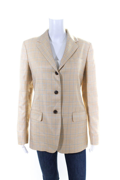Domenico Vacca Womens Collar Long Sleeves Lined Plaid Jacket Size 40