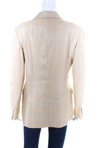 Domenico Vacca Womens Collar Long Sleeves Lined Plaid Jacket Size 40