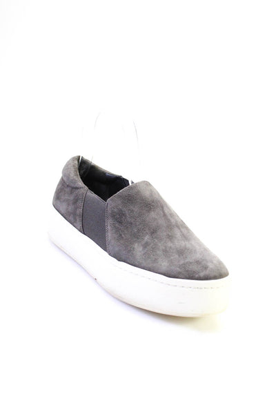 Vince Womens Slip On Platform Low Top Sneakers Gray Suede Size 6M