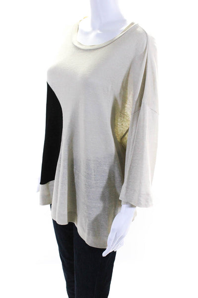 Isabel Marant Womens Short Sleeve Scoop Neck Circle Shirt Beige Black Size FR 40