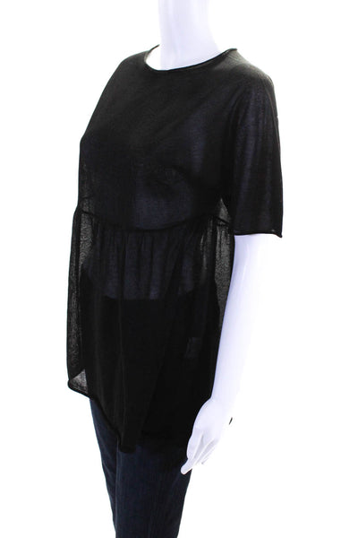 Phisique Du Role Womens Short Sleeve Scoop Neck Shirt Black Size 3