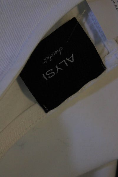 Alysi Womens Sleeveless Scoop Neck Embellished Top White Cotton Size 8