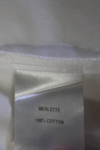 Merlette Womens Short Sleeve V Neck Shift Dress White Cotton Size Large
