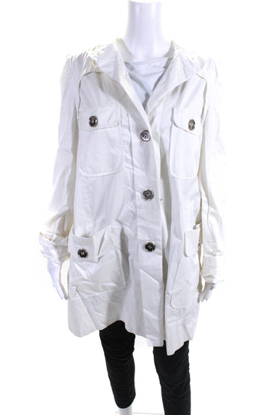 By Malene Birger Womens Cotton Long Sleeve Button Up Jacket Coat White Size 40