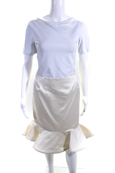Oquendo Women's Peplum Line Mini Skirt Ivory Size 4