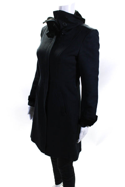 Gryphon New York Women's Collar Long Sleeves Full Zip Coat Black Size S