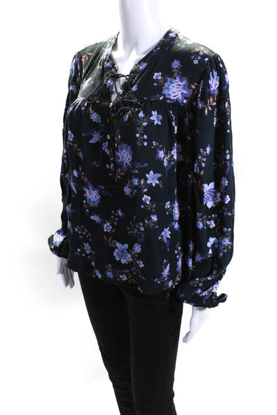 Rebecca Minkoff Womens Blue Maggie Floral Top Size 6 13861677