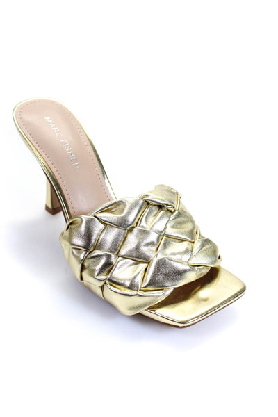 Marc Fisher Women's Braided Slip On Heels Sandals Gold Size 6.5