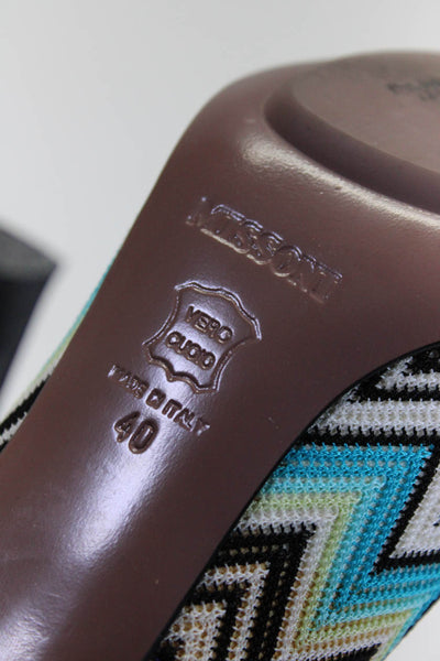Missoni Womens Leather Chevron Print Round Toe Heels Multicolor Size 40 9.5