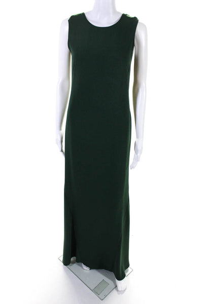 Designer Women's Scoop Neck Sleeveless Maxi Dress Green Size 4
