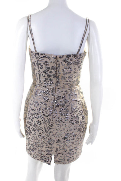Yoana Baraschi Womens Brown Metallic Floral Print Sleeveless Pencil Dress Size 6
