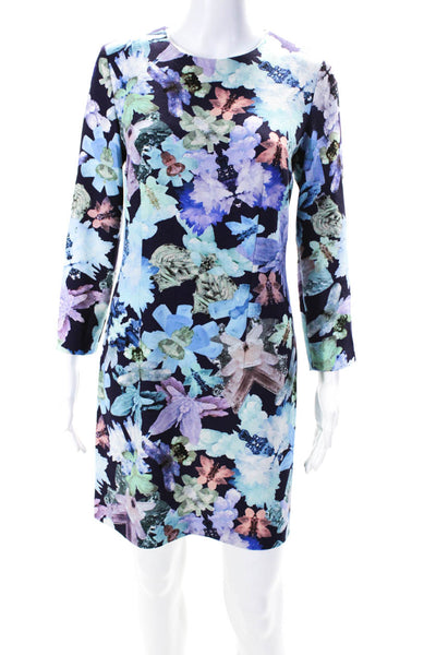 Cacharel Women's Round Neck Long Sleeves A-Line Mini Floral Dress Size 4