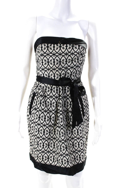 Ginger And Smart Women's Strapless Tie Waist Mini Dress Black White Size 6