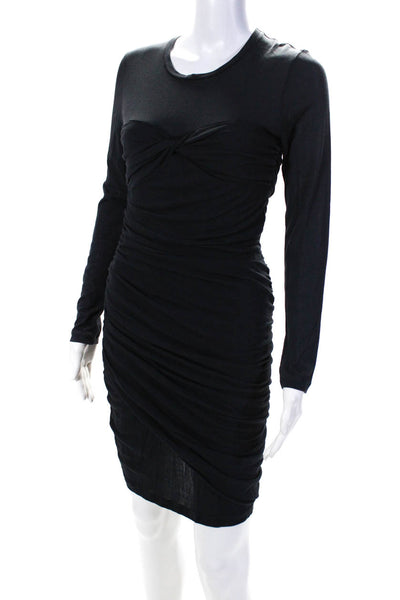 Isabel Marant Women's Round Neck Long Sleeves Bodycon Mini Dress Black Size 38