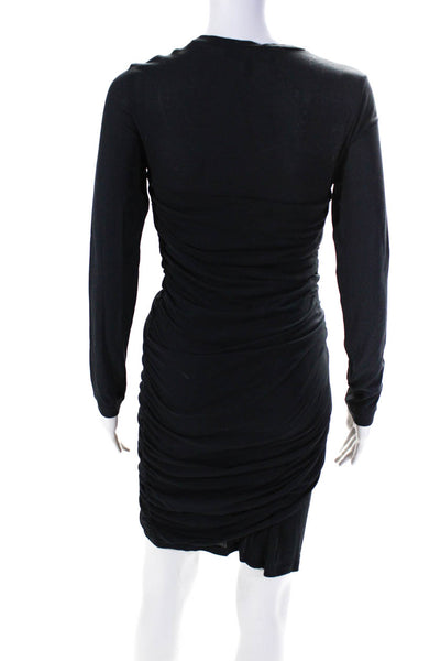 Isabel Marant Women's Round Neck Long Sleeves Bodycon Mini Dress Black Size 38