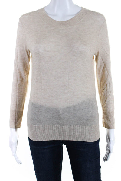 Vince Women's Wool Long Sleeve Crewneck Pullover Sweater Beige Size S