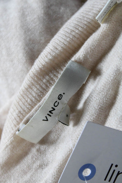 Vince Women's Wool Long Sleeve Crewneck Pullover Sweater Beige Size S