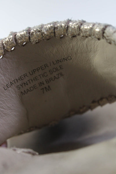 Jack Rogers Womens Leather Metallic T-Strap Platform Wedge Sandals Gold Size 7