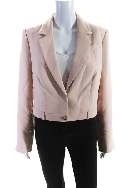 Paige Womens Cropped Chain Accent One Button Blazer Light Pink Gold Tone Size S