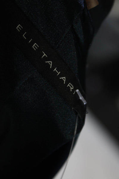 Elie Tahari Womens Three Button Slim Notch Lapel Blazer Jacket Dark Blue Size 4