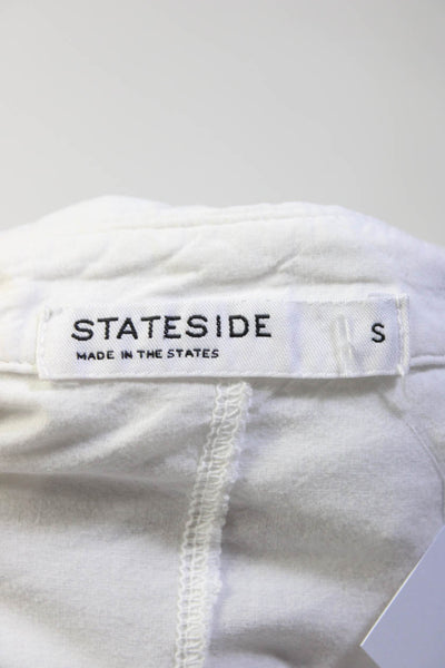 Stateside Womens Collared Raw Hem Long Sleeved Button Down Shirt White Size S