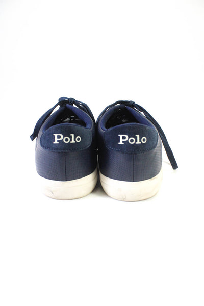 Polo Ralph Lauren Mens Leather Low Top Lace Up Sneakers Navy Blue Size 8