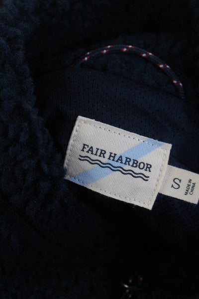 Fair Harbor Mens Full Zipper Fleece Jacket Navy Blue Red Size Small
