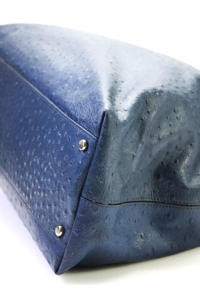 Kate Spade New York Womens Leather Textured Shoulder Handbag w/ Bow Blue Large