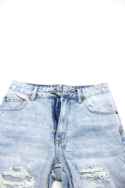 Ksubi Womens Cotton Distressed Cut Off Bermuda Denim Jean Shorts Blue Size 27