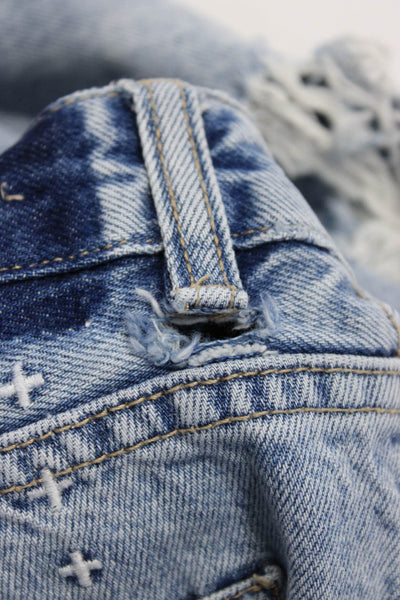 Ksubi Womens Cotton Distressed Cut Off Bermuda Denim Jean Shorts Blue Size 27