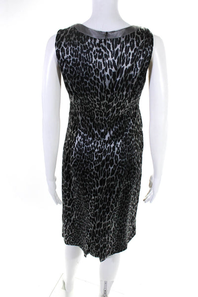 Nanette Lepore Women's Sleeveless Silk Slit Back Midi Dress Animal Print Size 4
