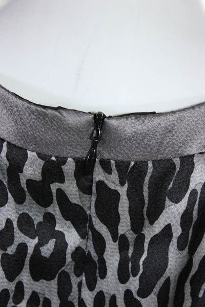 Nanette Lepore Women's Sleeveless Silk Slit Back Midi Dress Animal Print Size 4