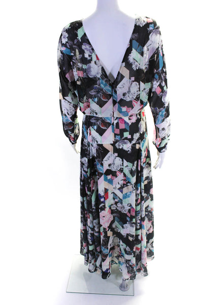 Rebecca Minkoff Women's Round Neck Long Sleeves Floral Maxi Dress Size 4