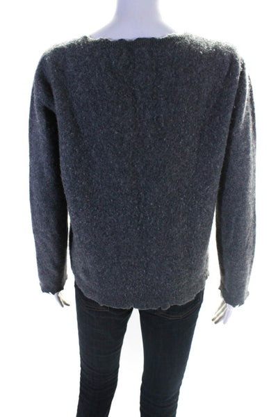 RtA Womens 100% Cashmere Cutout Raw Hem Round Neck  Pullover Sweater Gray Size S