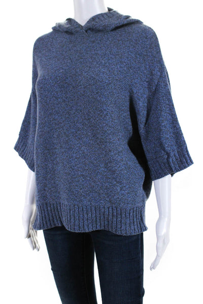 Max Mara Women's Short Sleeve Hooded Knit Sweater Blue/Gray Size M