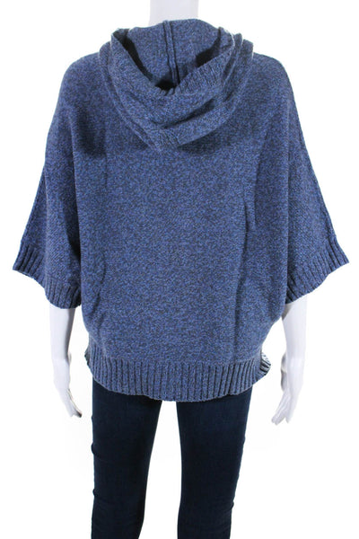 Max Mara Women's Short Sleeve Hooded Knit Sweater Blue/Gray Size M