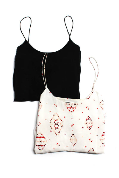Club Monaco Women's Silk Spaghetti Strap Geometric Print Blouse White Size S XS,