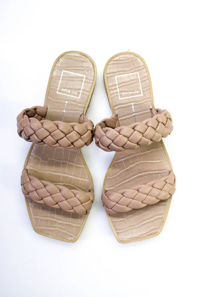 Dolce Vita Women's Open Toe Braided Straps Slip-On Sandals Beige Size 7