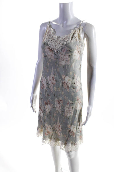 Zimmermann Womens Gray Floral Lace Trim Sleeveless Lined Shift Dress Size 1