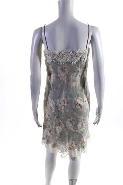 Zimmermann Womens Gray Floral Lace Trim Sleeveless Lined Shift Dress Size 1
