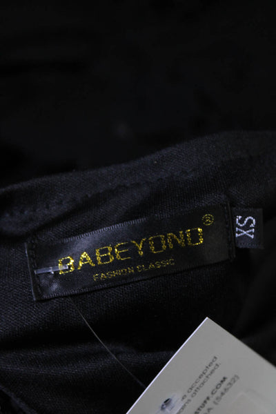 Babeyond Womens Black Sequins Fringe V-neck Print Sleeveless Mini Dress Size XS