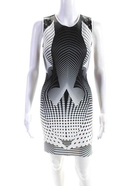 Clover Canyon Womens Black White Printed Crew Neck Pencil Dress Size XS