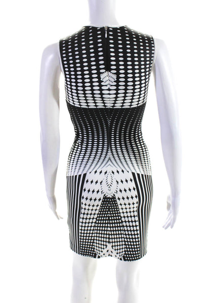 Clover Canyon Womens Black White Printed Crew Neck Pencil Dress Size XS