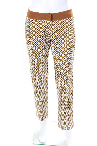 4G by Gizia Womens Geometric Low Rise Straight Leg Zip Up Pants White Size 36