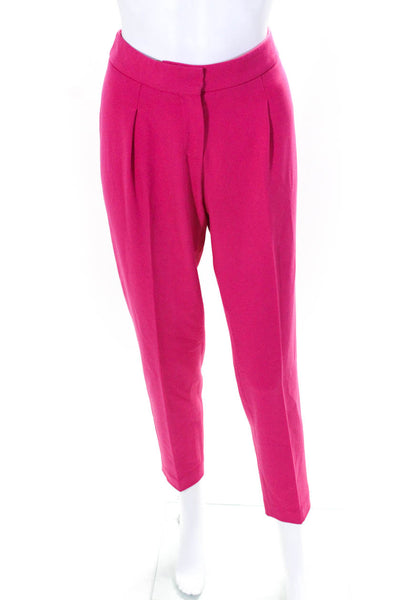 Gizia Womens Pleated Tapered Zip Up Pants Trousers Fuschia Pink Size 36